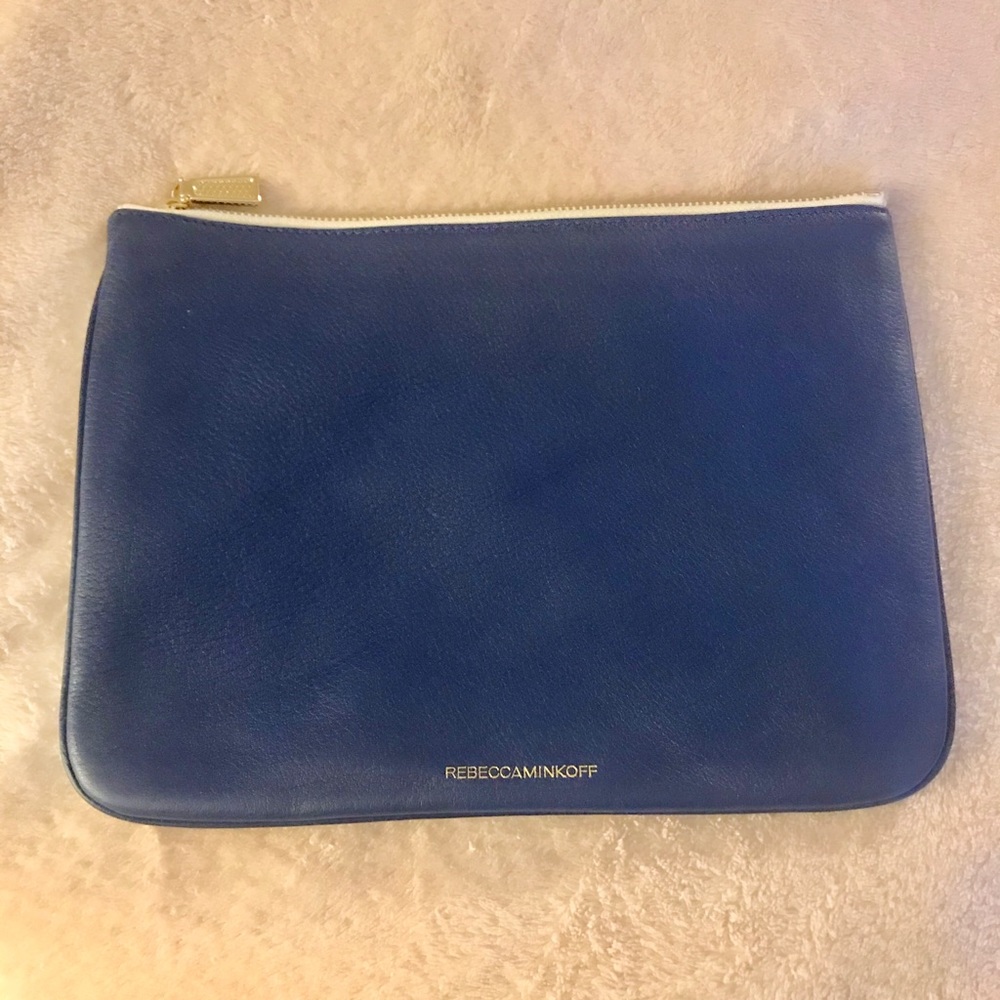 Leather clutch Royal Blue top zipper